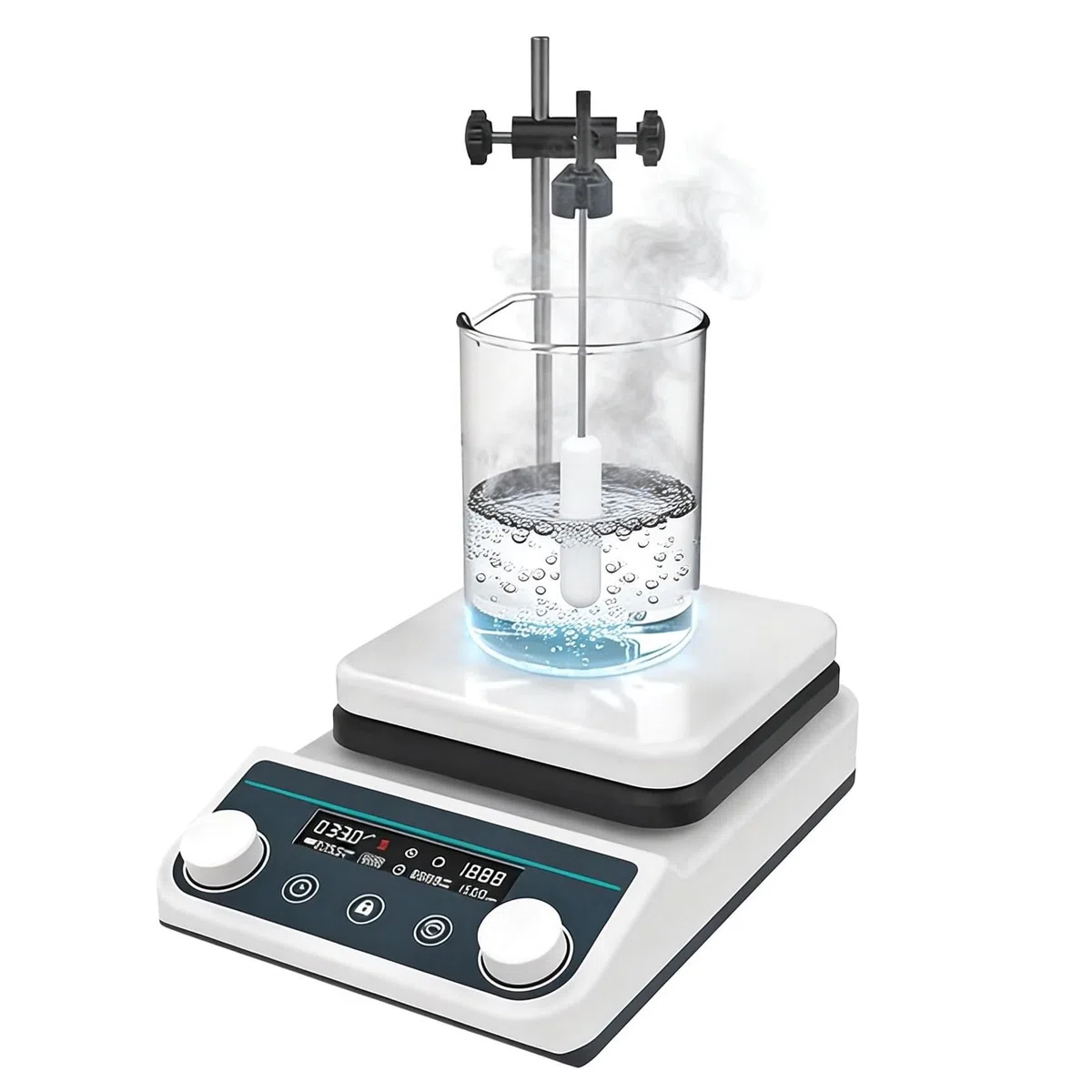 Agitateur magnétique 5 L - Agitateur de Laboratoire numérique avec Chauffage à 310 °C (590 °F), Plaque anticorrosion, 50-1500 TR/Min, minuterie 12 h, barreau magnétique Inclus,Natural