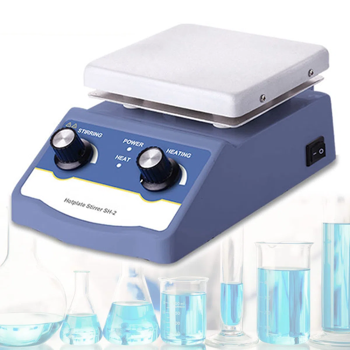Agitateur MagnéTique Chauffant 1L / 3L / 5L, Double ContrôLe De Torsion, Vitesse : 0-1600 Tr/Min, ContrôLe PréCis De La TempéRature, Pour Laboratoire,HS-1L