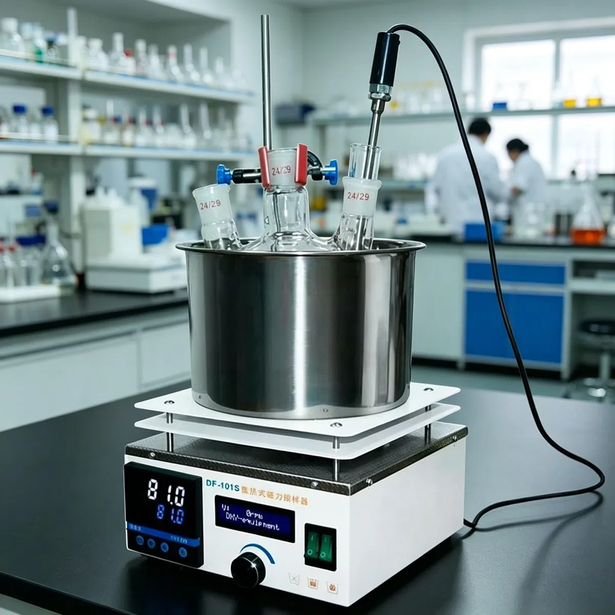 Agitateur MagnéTique NuméRique LED 300 °C, Chauffe-Ballon éLectrothermique RéGlable, Bain-Marie/D'Huile De Laboratoire 3 L/5 L/10 L, 2 450 TR/Min avec Variateur De Vitesse pour La Chimie 5L