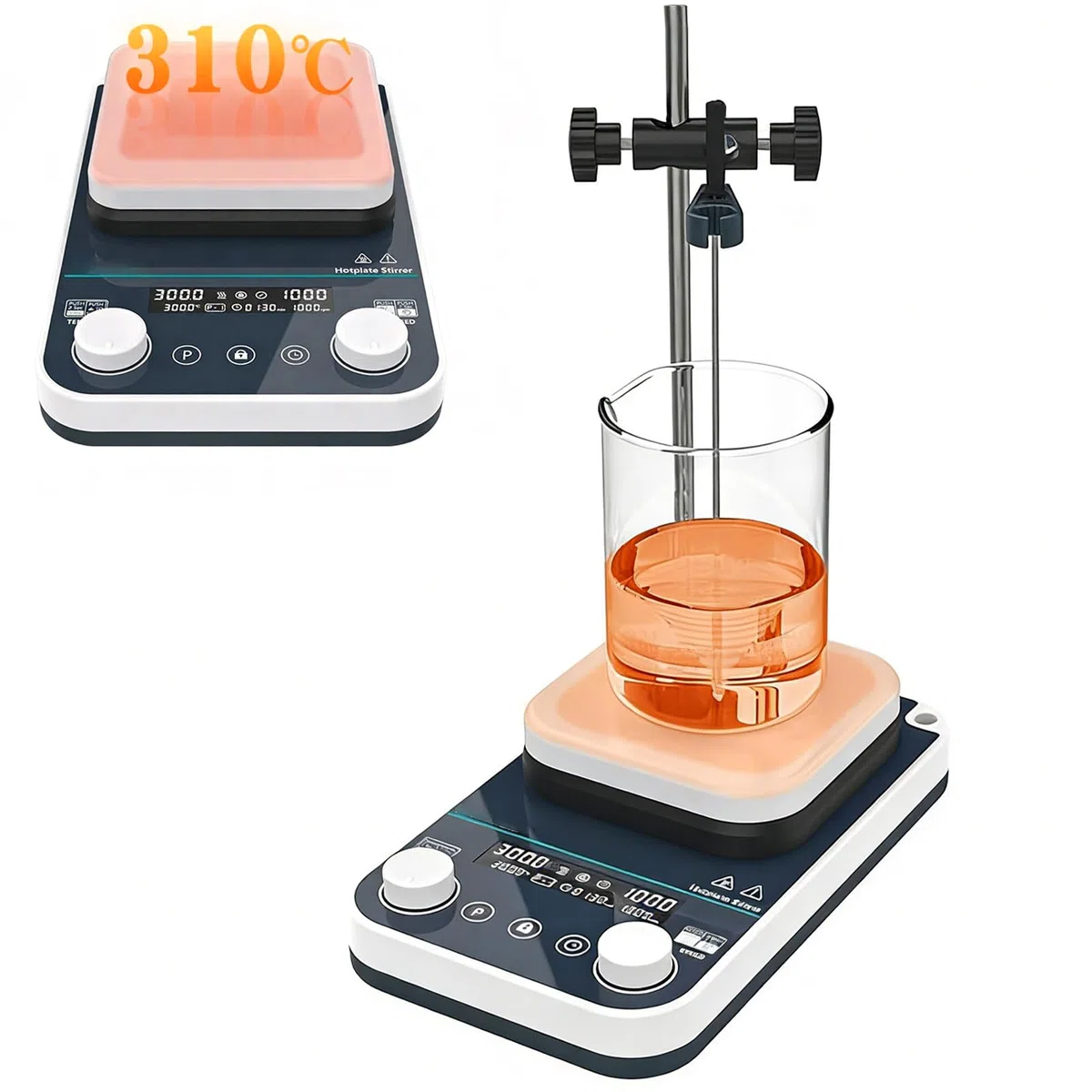 Agitateur magnétique à haute température 310 ℃, 50-1500 tr/min, mélange de liquide et chauffage avec capteur de sonde