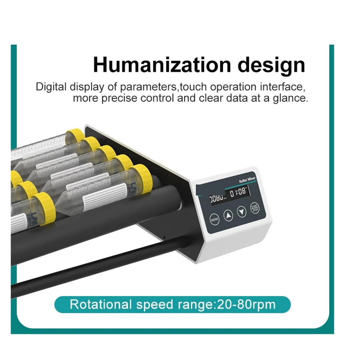 Mélangeur à rouleaux sanguins équipement de laboratoire de rotateur horizontal vitesse de mélangeur de Tube de sang médical réglable numérique 20~80 tr/min