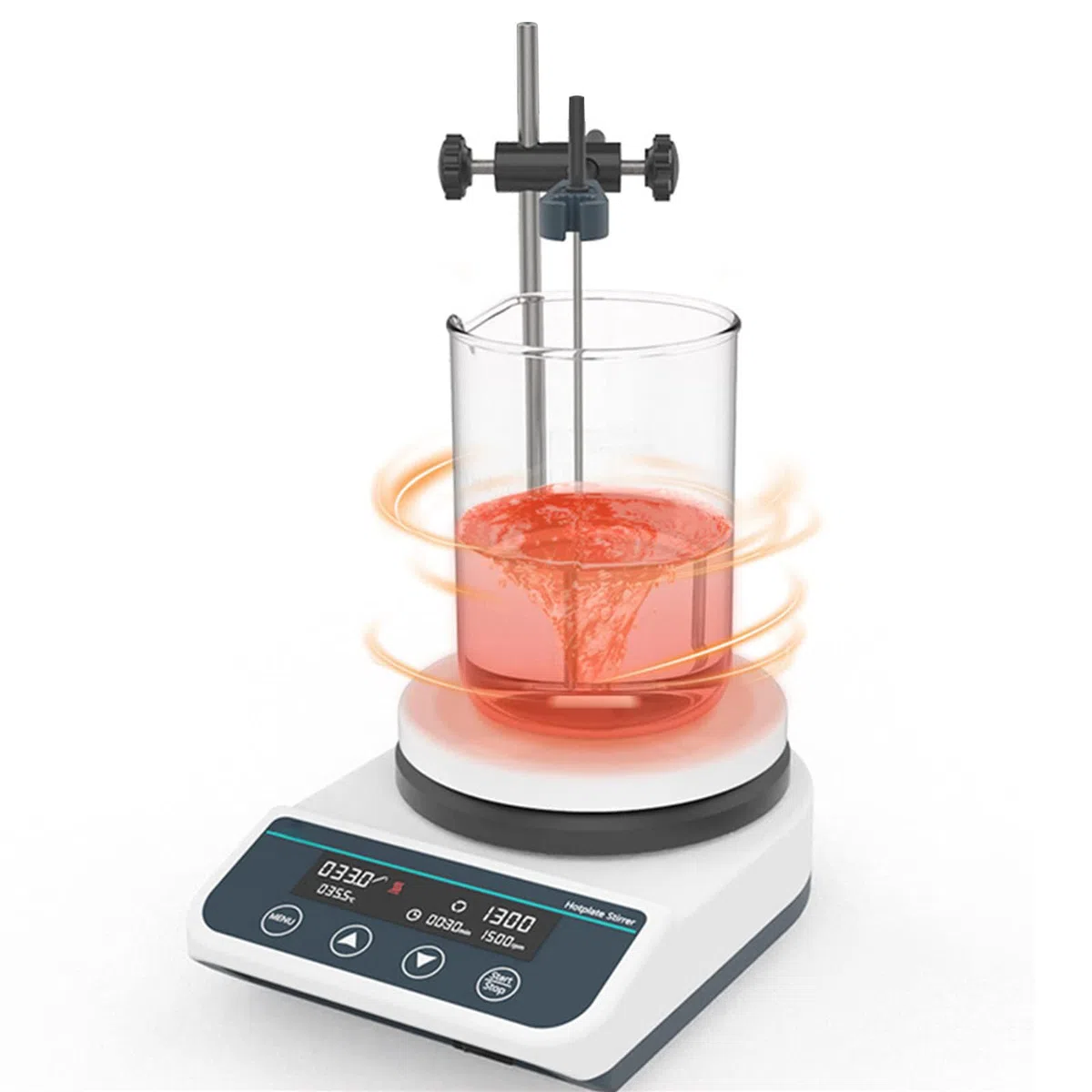 Agitateur magnétique 2L avec chauffage, 50-1500 tr/min, hors température, barre d'agitation + support pour mélange de liquide de laboratoire et chauffage