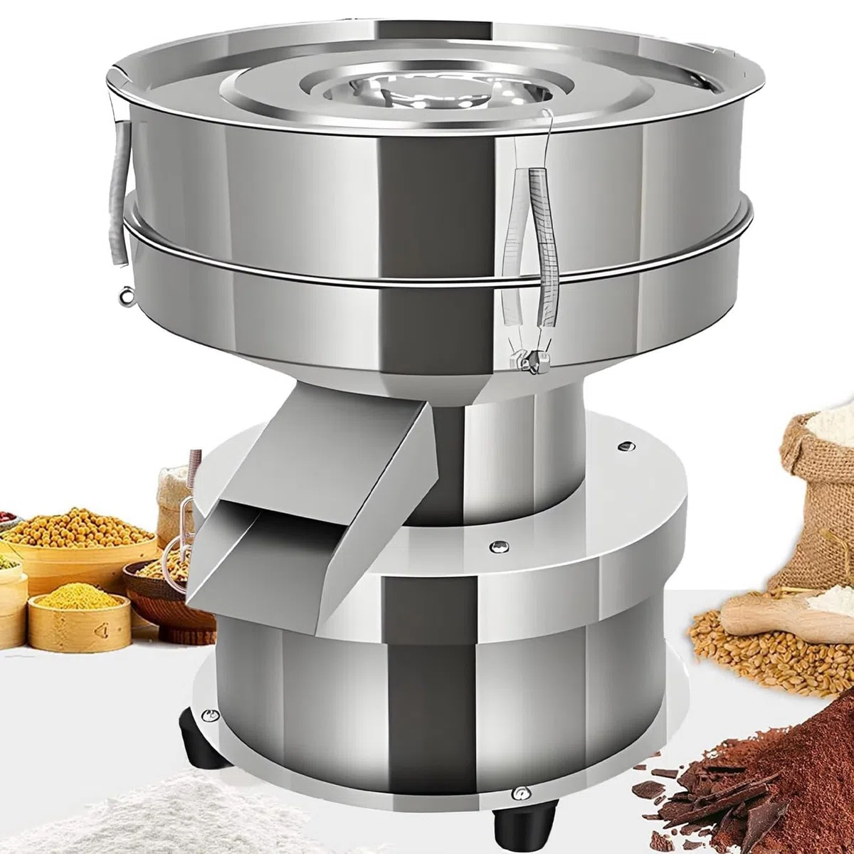 Machine électrique de criblage de poudre en acier inoxydable, tamis de laboratoire, écran vibrant 1350n/min pour particules et liquides avec tamis