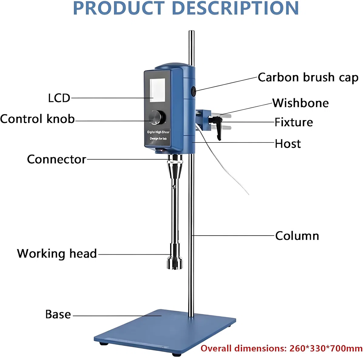 Agitateur électrique de laboratoire, agitateur numérique à hélice (200-28000 tr/min, volume 50-10000 ml, minuterie 6000 min, affichage numérique)
