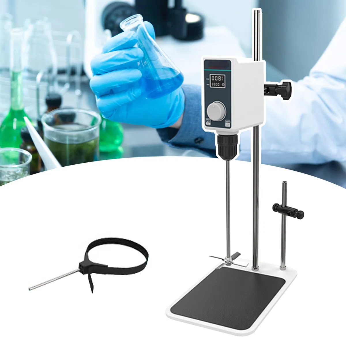 Agitateur électrique numérique – Mélangeur de vitesse de 10 L/20 L avec palette en acier inoxydable, réglage du régime et fonctions de minuterie pour une utilisation en laboratoire