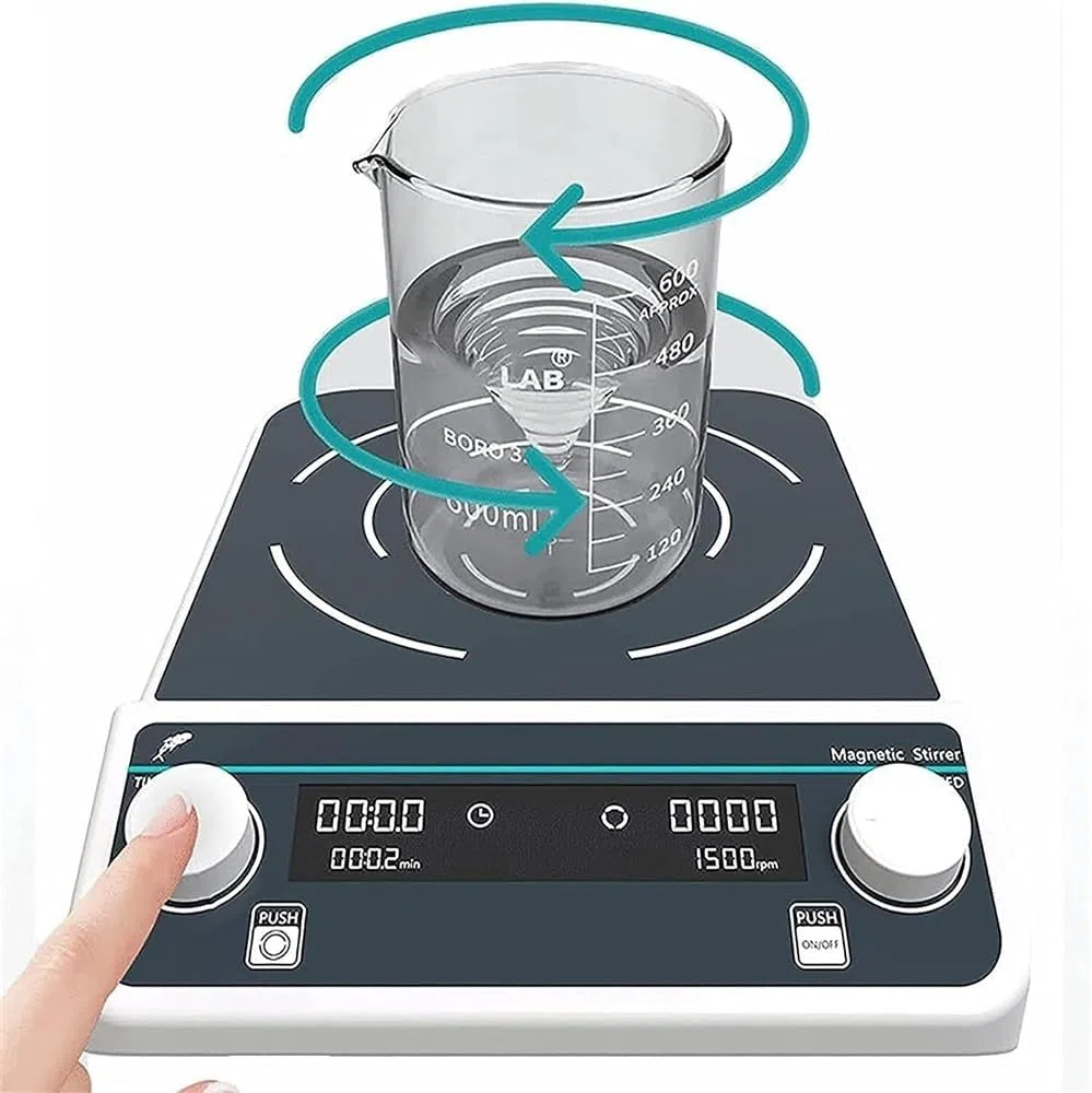 Agitateur magnétique 5L/10L/15L | Vitesse réglable de 50 à 1 500 tr/min, agitation avant et arrière – Mélangeur de laboratoire avec minuterie précise de 24 heures(10L)