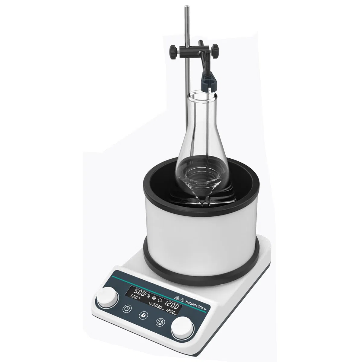 Agitateur magnétique de 2 L avec sonde de température, vitesse réglable de 50 à 1500 tr/min, bain d'eau de 100 ℃ et bain d'huile de 250 ℃ pour traitement thermique