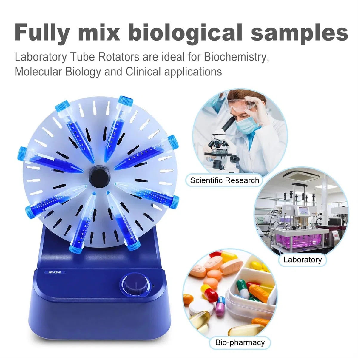 Mélangeur de sang rotatif de laboratoire Mélangeur électrique continu/minuteur Mélangeur Vo-rtex 70/80 tr/min(MX-RL-E)