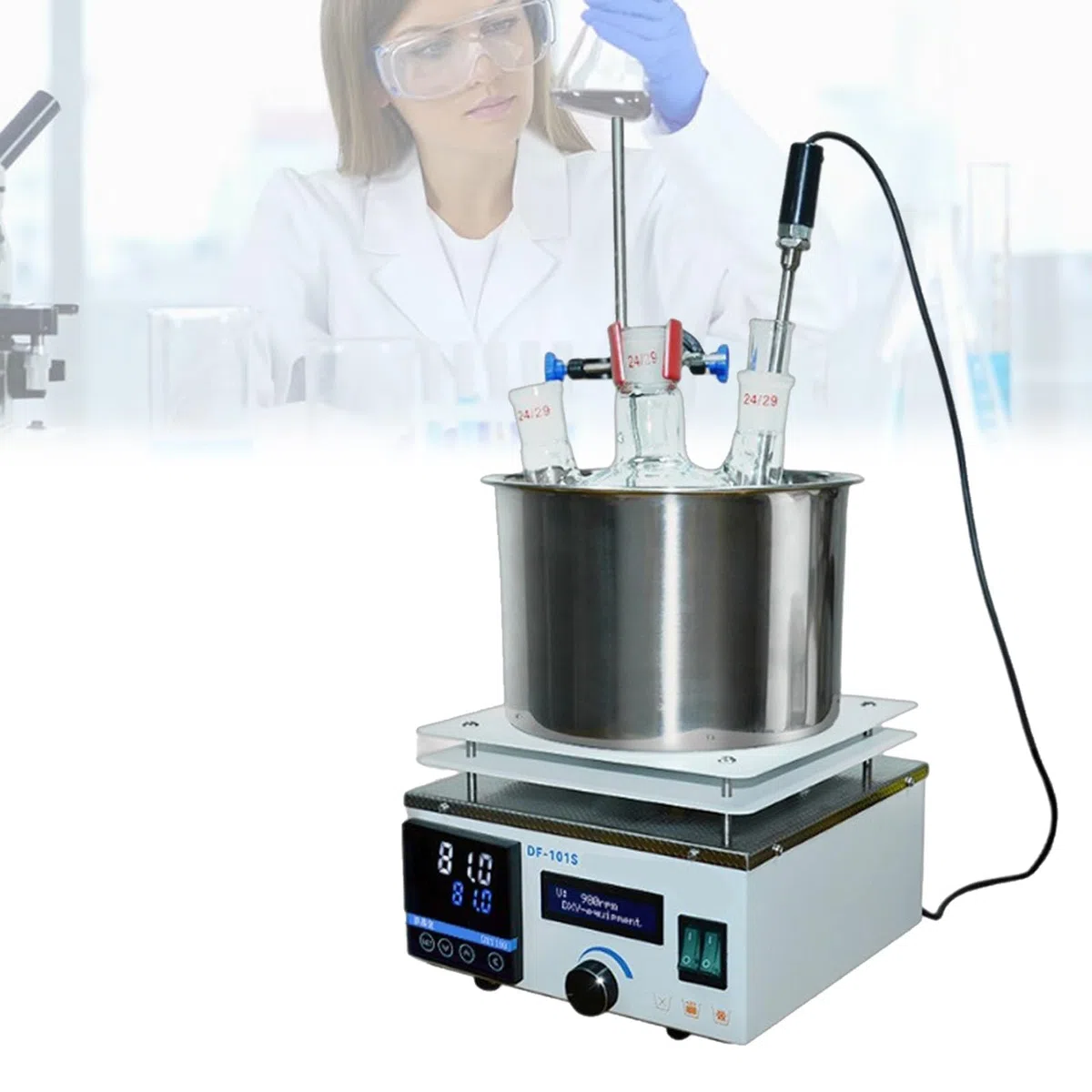 Agitateur magnétique avec contrôle numérique de la température 5-300 °C, minuterie 999 min, 2450 tr/min, pour laboratoire, bain d'eau et d'huile, recherche scientifique, capacité de 3 L