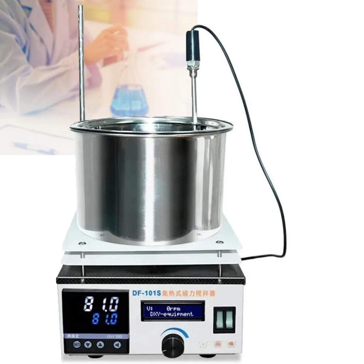 Agitateur magnétique avec affichage numérique, bain chauffant de laboratoire 3 L/5 L/10 L, vitesse réglable 2450 tr/min, température maximale 300 ℃, minuterie 999 min pour équipement de laboratoire de