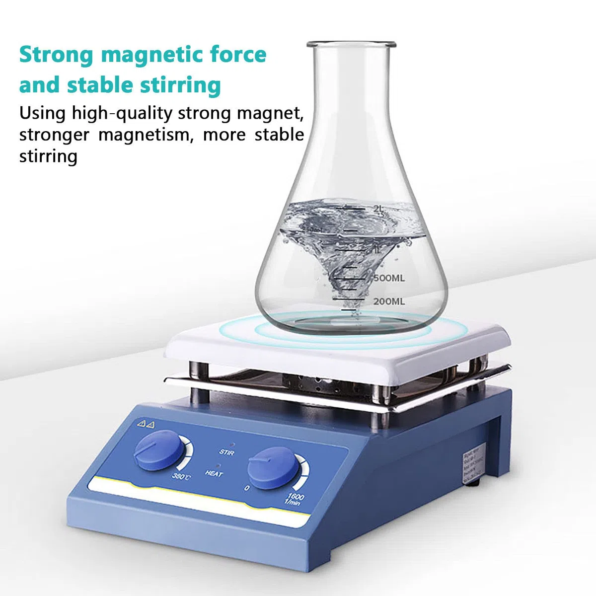 Agitateur MagnéTique Chauffant 1L / 3L / 5L, Double ContrôLe De Torsion, Vitesse : 0-1600 Tr/Min, ContrôLe PréCis De La TempéRature, Pour Laboratoire,HS-1L